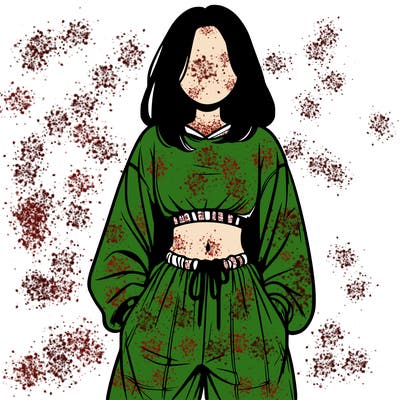 realistic girl faceless with baggy pants and a crop top