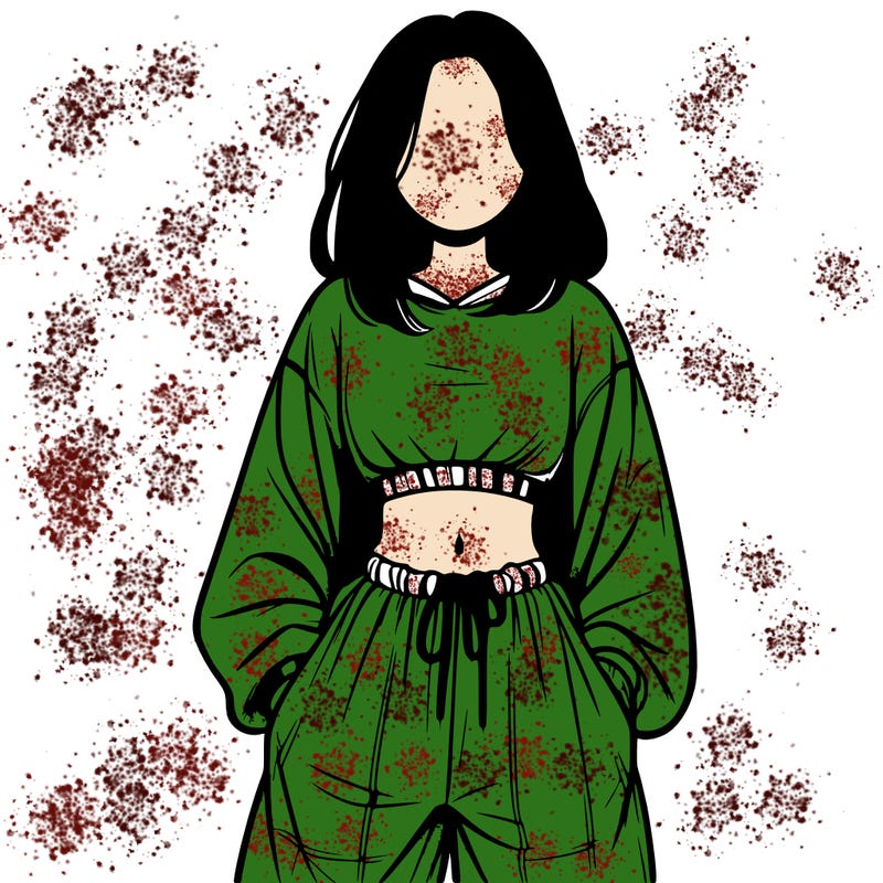 realistic girl faceless with baggy pants and a crop top