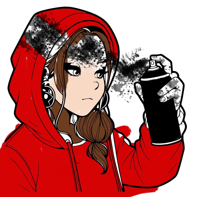 a realistic girl, spray painting