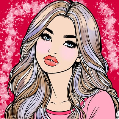 realistic girl with hair on her hair and lips