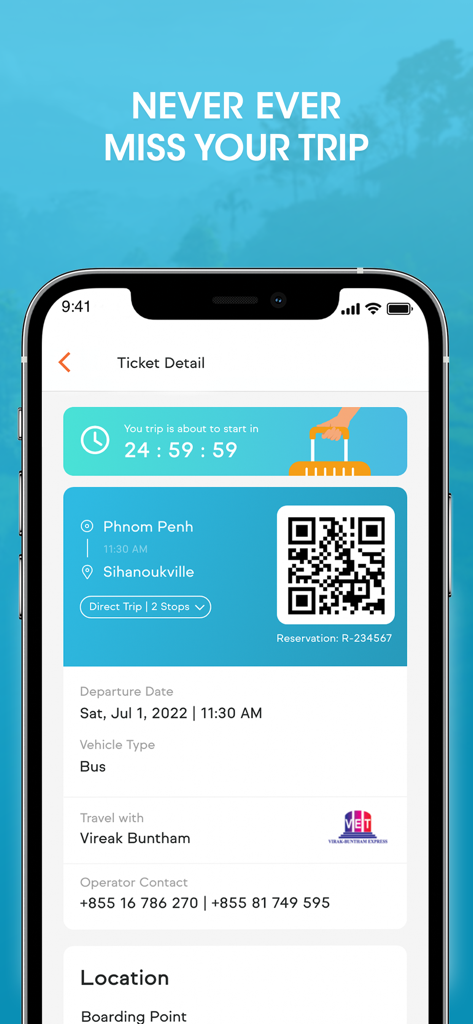 BookMeBus — Bus Ferry and Taxi - Digital bus ticket with QR code and travel information on the BookMeBus app