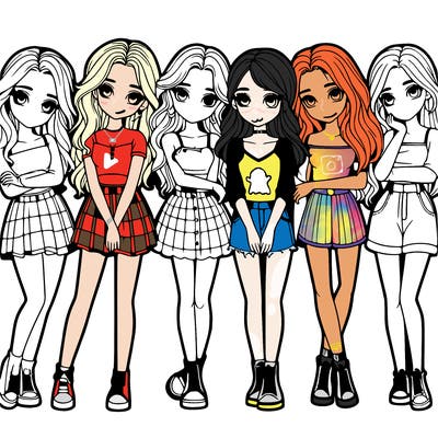 a group of girls realistic