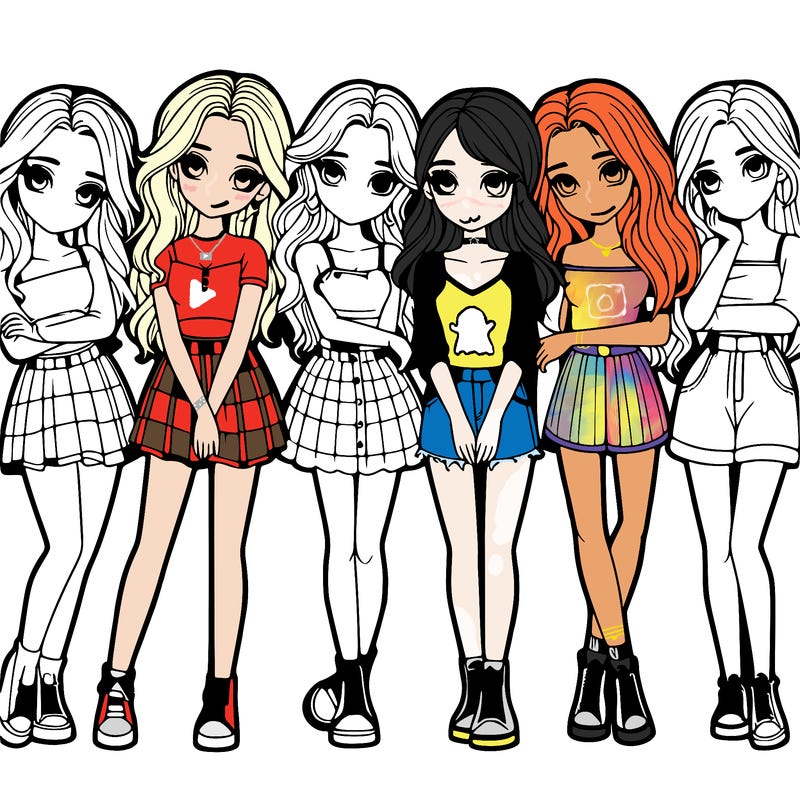 a group of girls realistic