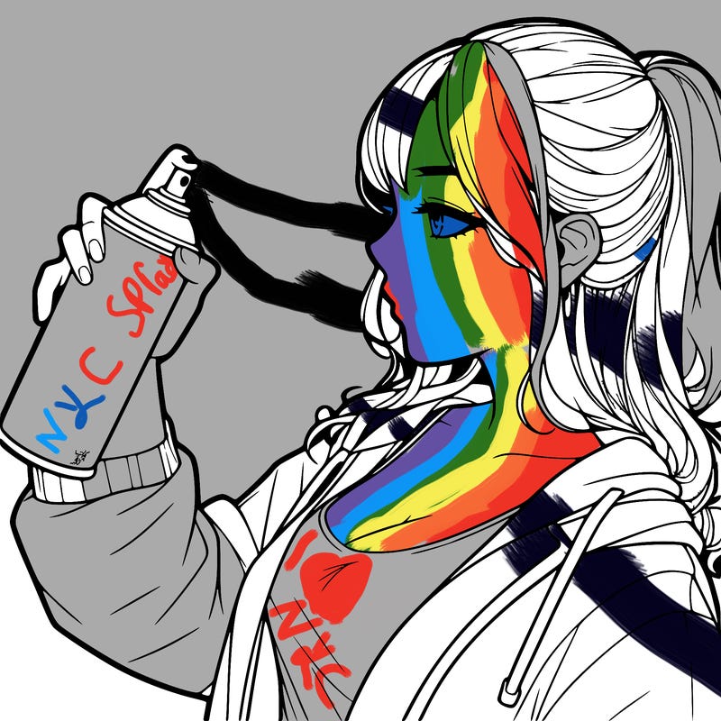 a realistic girl spray, painting