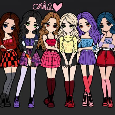 a group of girls realistic