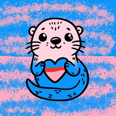 otter with a heart