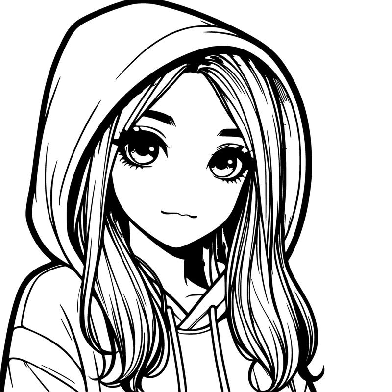 realistic girl with hoodie on