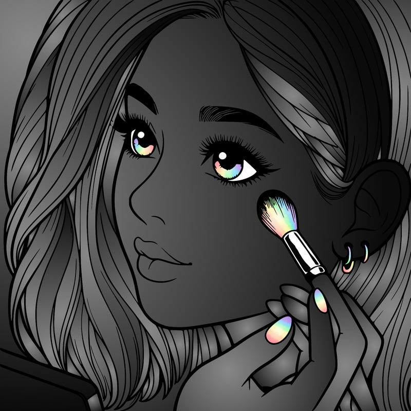 a realistic girl doing her makeup