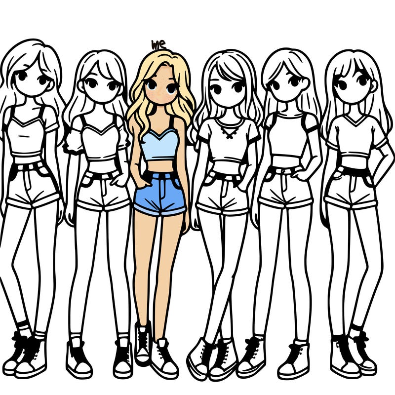 a group of girls wearing crop tops and shorts
