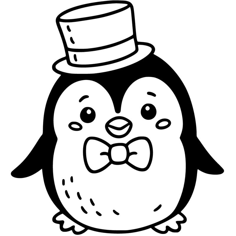 penguin with a top hat and bow tie