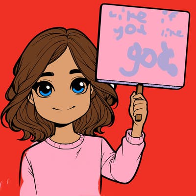 realistic girl holding up a sign