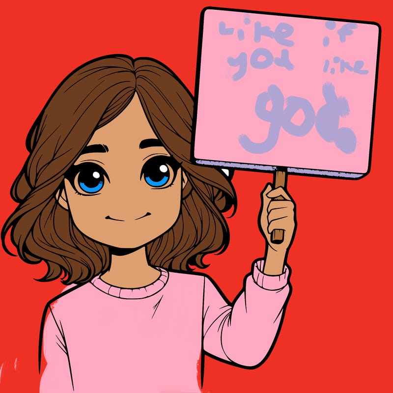 realistic girl holding up a sign