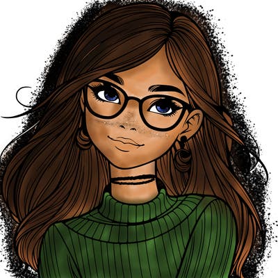 realistic girl with glasses