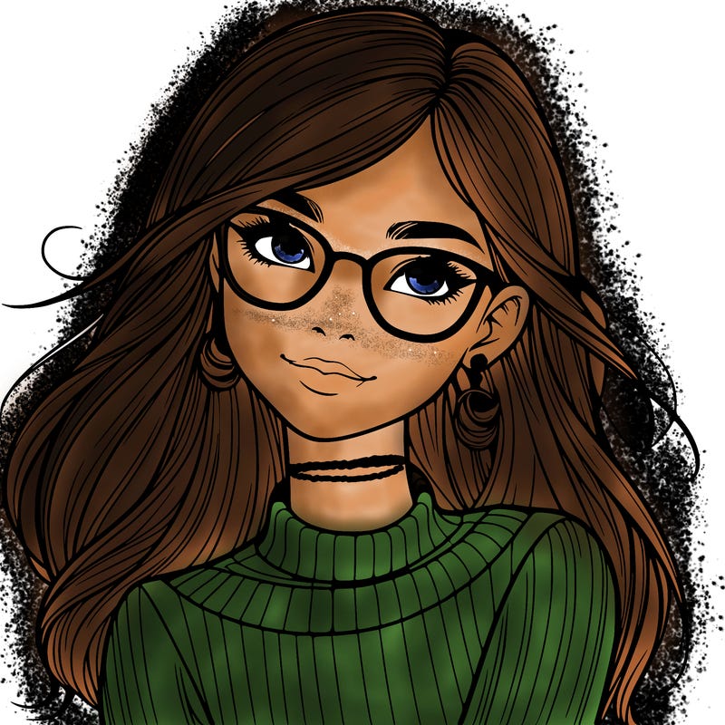 realistic girl with glasses