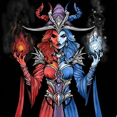 realistic evil sorceress fantasy chaos