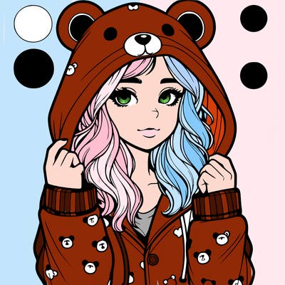 realistic girl in a animal pjs hoodie
