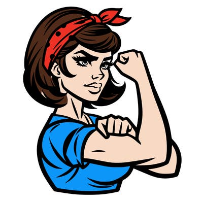 strong woman with a 60s american ad style
