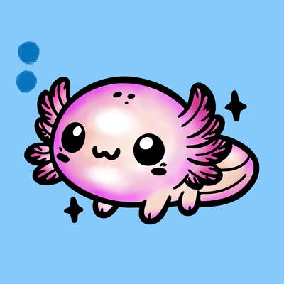 cute easy baby axolotl