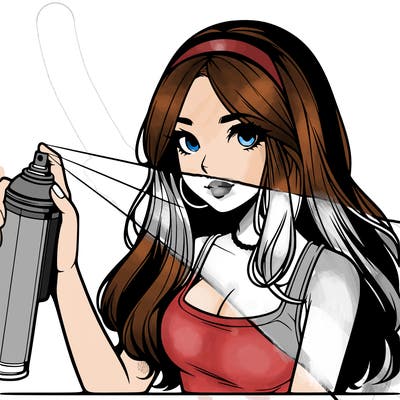 a realistic girl spray, painting
