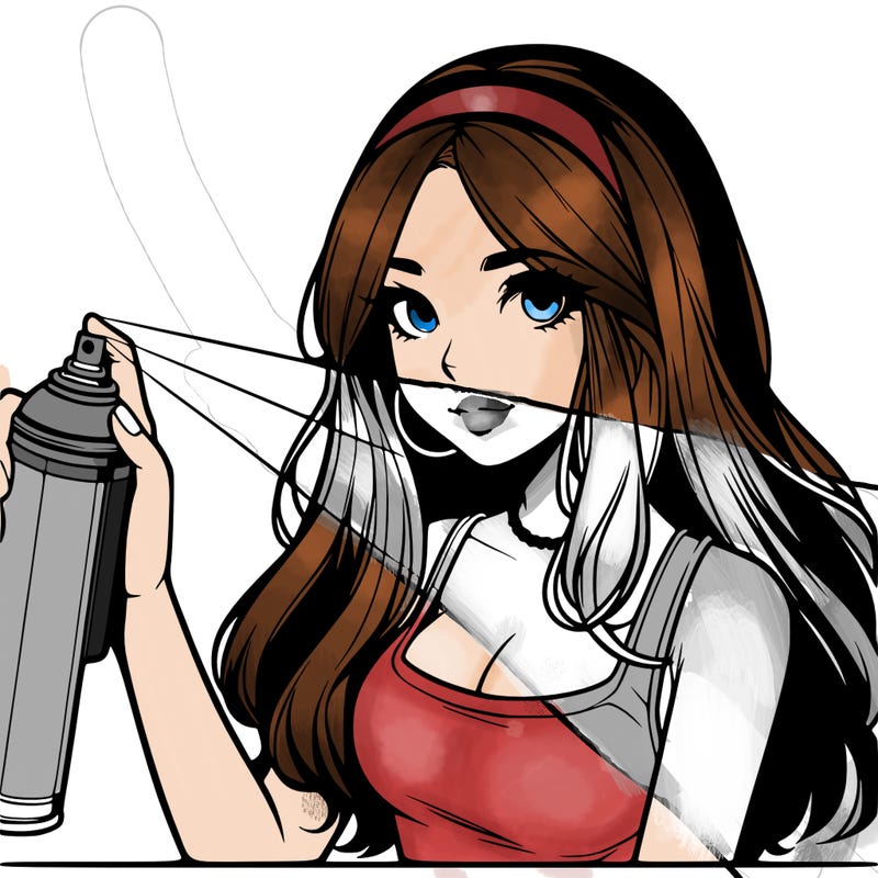 a realistic girl spray, painting