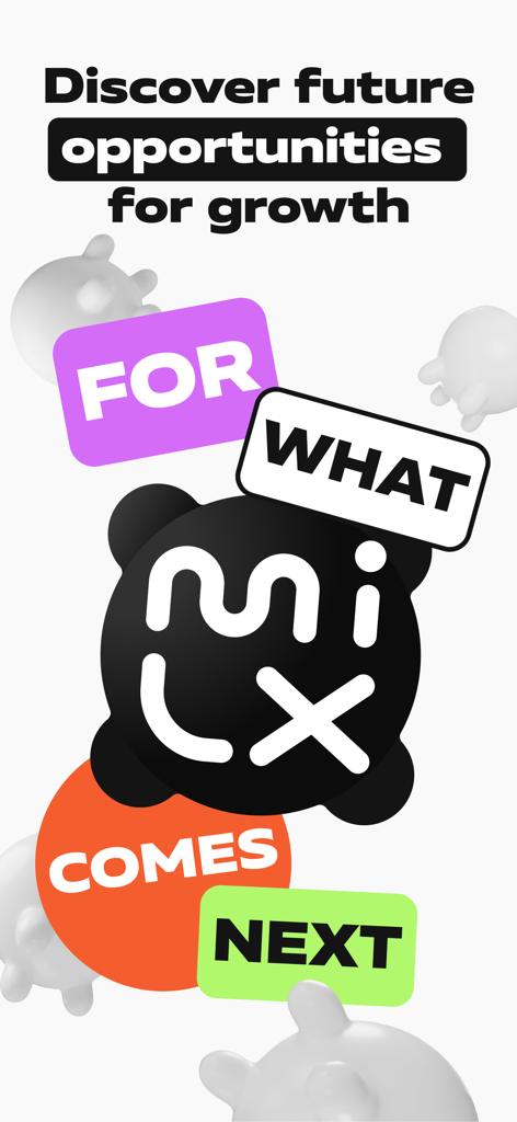 MilX: Finance hub for bloggers - MilX app promotional graphic with the slogan Discover future opportunities for growth and the MilX logo.