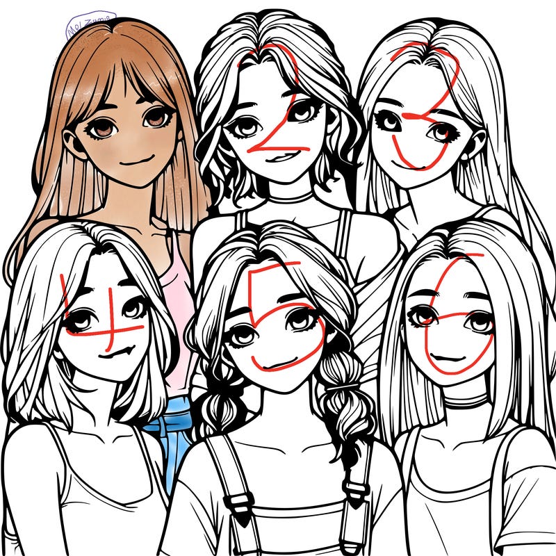 a group of girls realistic