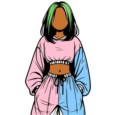 realistic girl faceless with baggy pants and a crop top