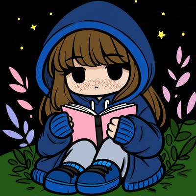 girl in oversized hoodie reading a book