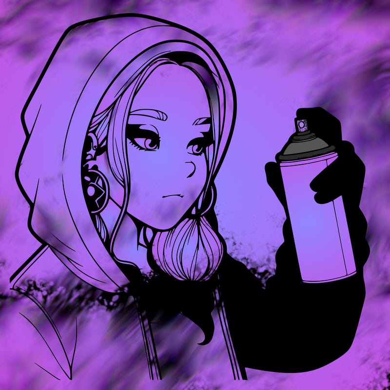 a realistic girl, spray painting