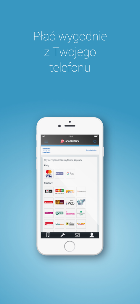 e-kartotekaアプリのモバイル支払い選択画面。さまざまなクレジットカードと銀行振込オプションが表示されます。