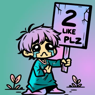 small poor toddler crying with sign that says 2 like plz