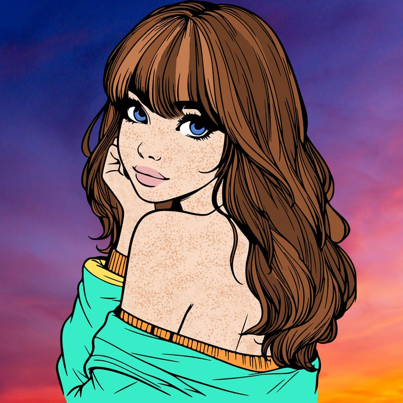 realistic girl with bangs looking over her shoulder