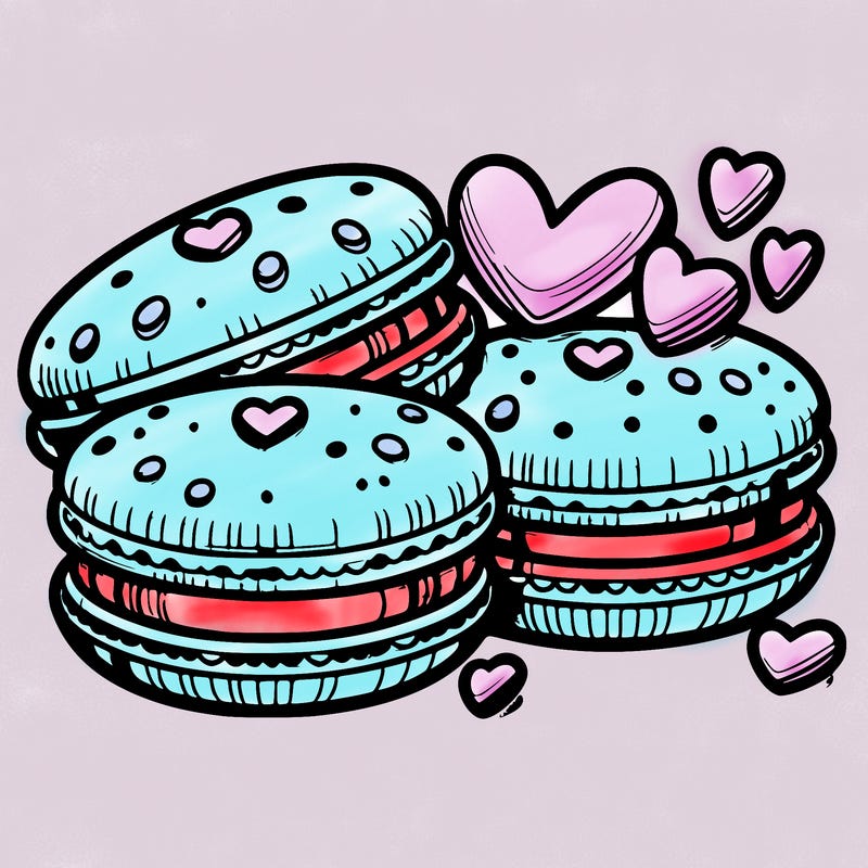 macarons with heart-shaped