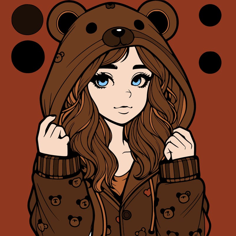 realistic girl in a animal pjs hoodie