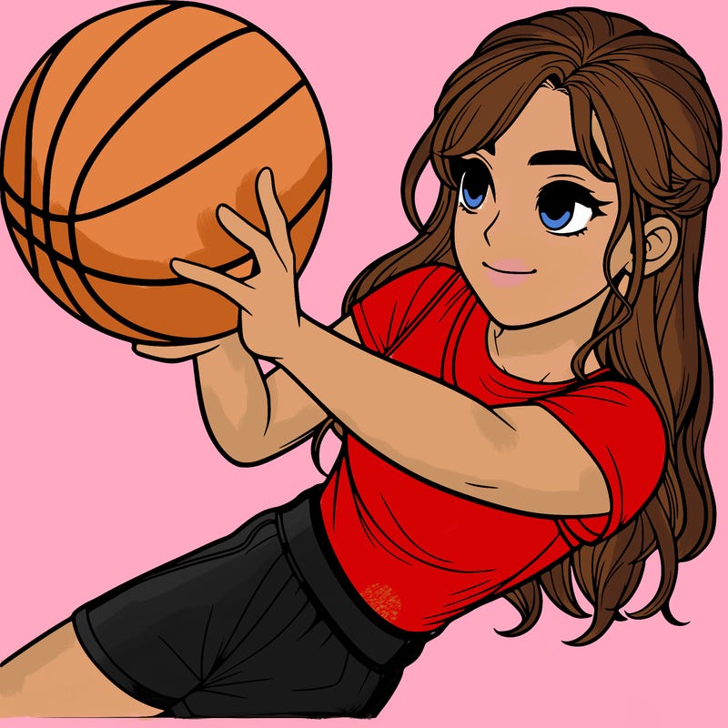realistic girl playing basketball