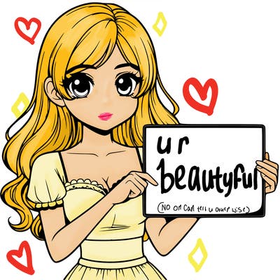 realistic pretty girl holding blank sign