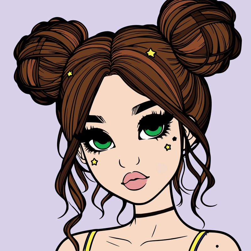 realistic girl with space buns
