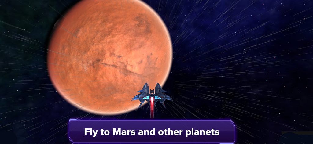 Galaxy Map - A 3D simulation of a spaceship flying towards Mars in the Galaxy Map app