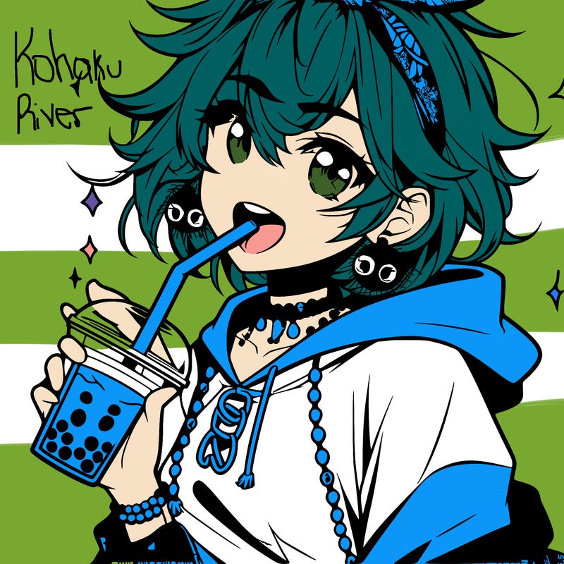 hot baddie anime girl drinking boba and biting the straw