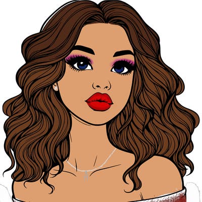 realistic girl with wavy hair and lips