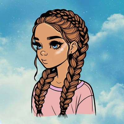 realistic girl with braids