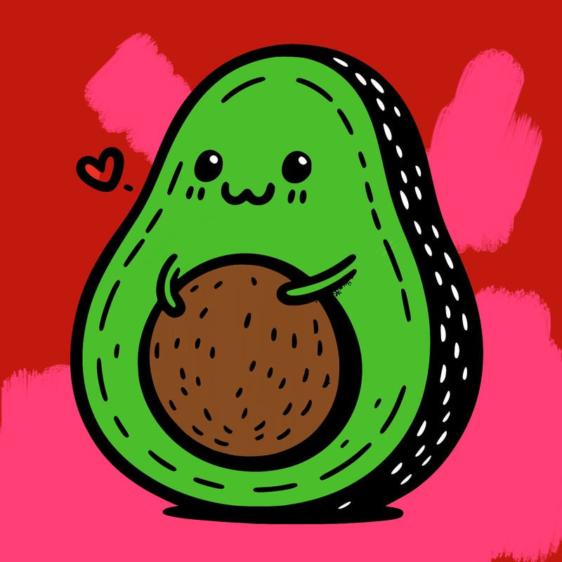 an avocado hugging an avocado