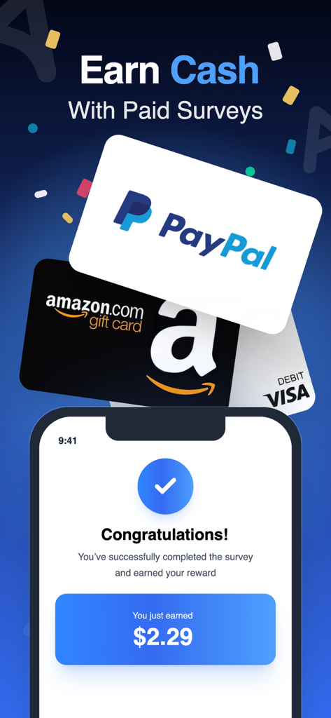 AirPerks: Earn & Save Money - Aplicativo móvel AirPerks mostrando recompensas de pesquisa e opções de pagamento, incluindo PayPal e vales-presente Amazon