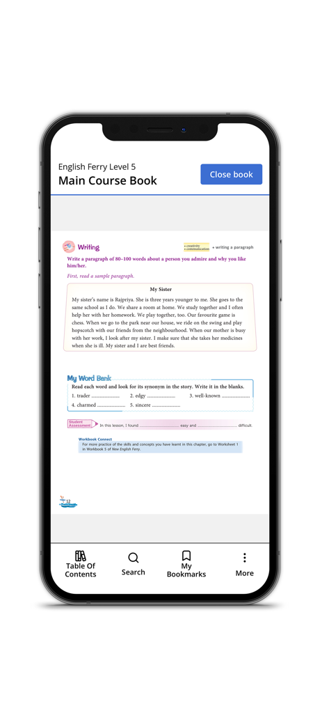 A mobile screen showing a digital textbook lesson from the Macmillan Education Everywhere app.
