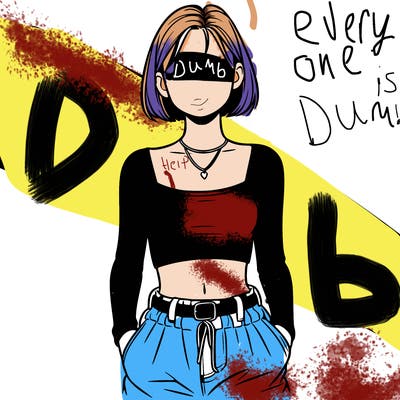 realistic faceless girl with baggy pants and crop top