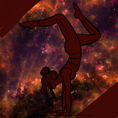 a woman doing a handstand