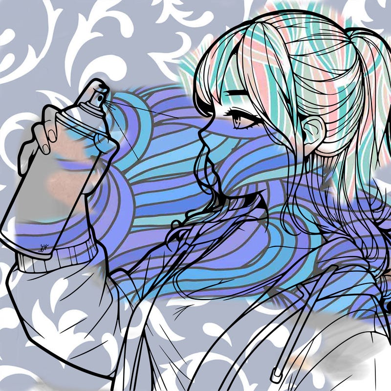 a realistic girl spray, painting