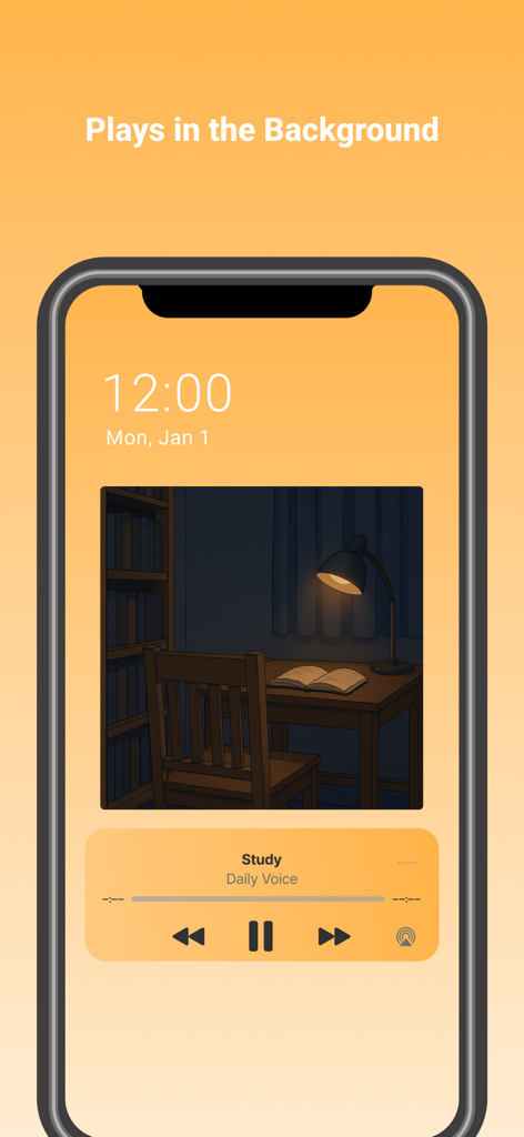 DailyVoice(BGM for Sleep) - DailyVoice app background audio playback on a mobile lock screen