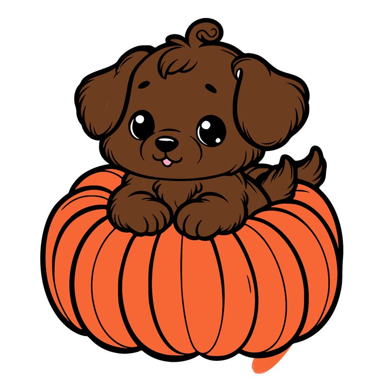 cute little puppy in a pumpkin
