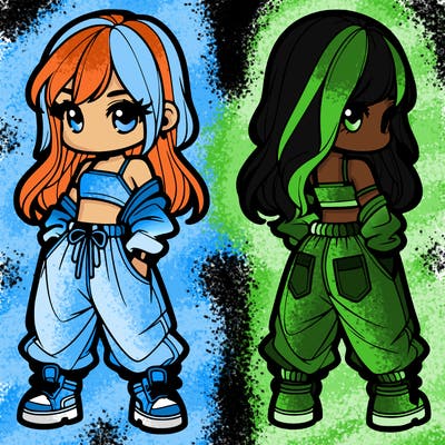 girl in crop top and baggy pants